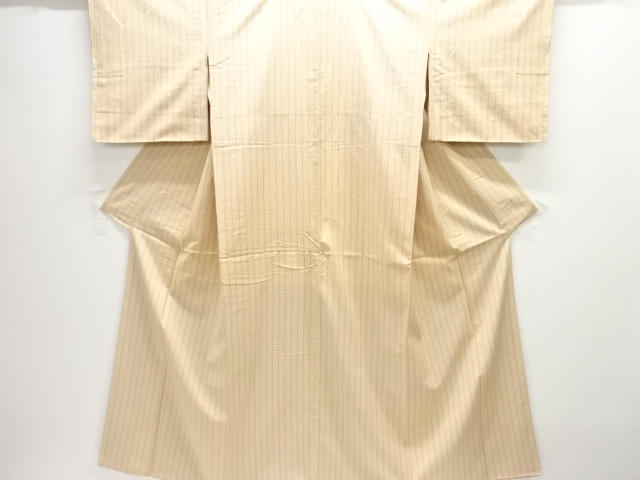 JAPANESE KIMONO / ANTIQUE KIMONO / SILK / TSUMUGI / WOVEN STRIPE